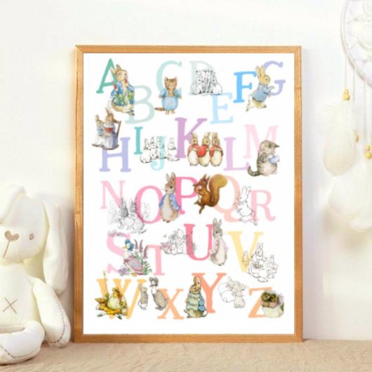 Schattigee kleurrijke Beatrix Potter Alphabet kwek Poster