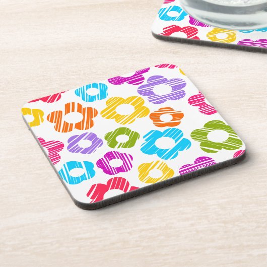 Schattigee kleurrijke bloem girly vrolijke bloemen drankjes onderzetter (Linkerzijde)