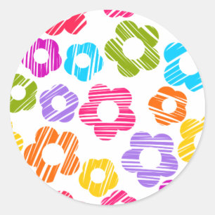 Schattigee kleurrijke bloem girly vrolijke bloemen ronde sticker