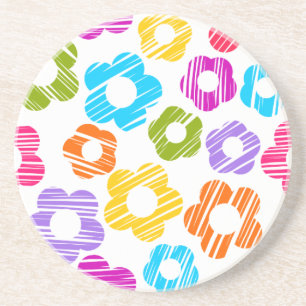 Schattigee kleurrijke bloem girly vrolijke bloemen zandsteen onderzetter