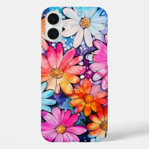 Schattigee Kleurrijke  Bloemenkunst iPhone 16 Plus Hoesje