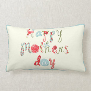 Schattigee kleurrijke bloemenletters-Happy Mothers Kussen