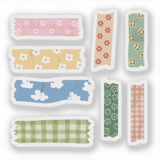 Schattigee kleurrijke bloemenpatroon tapes plakboe sticker (Voorkant)