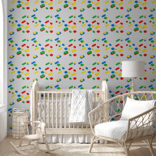 Schattigee kleurrijke bouwstenen Kinder Patroon Behang