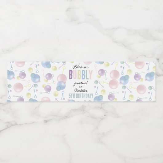 Schattigee Kleurrijke Bubble Kids Verjaardagsfeest Waterfles Etiket (Enkel label)