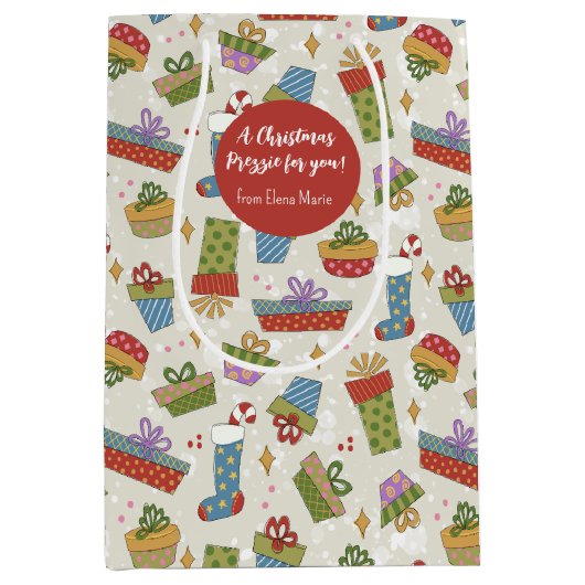 Schattigee Kleurrijke Cadeaus Kerst Gift Bag Medium Cadeauzakje (Voorkant)