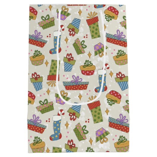 Schattigee Kleurrijke Cadeaus Kerst Gift Bag Medium Cadeauzakje (Achterkant)