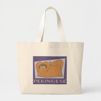 Schattigee kleurrijke Cartoon stijl Pekingese hond Grote Tote Bag