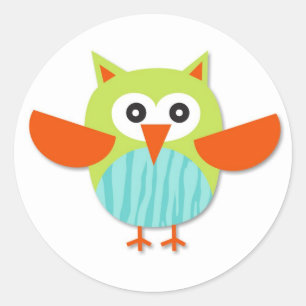 Schattigee kleurrijke cartoon uil ronde sticker