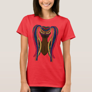 Schattigee Kleurrijke Cartoon Zwart Meisje Haar Tw T-shirt