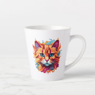 Schattigee kleurrijke Cat Face-87002 Latte Mok