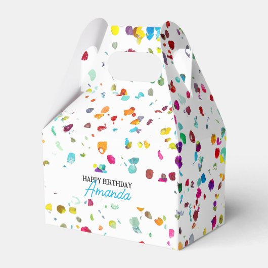 Schattigee Kleurrijke Confetti 1e Verjaardag Bedankdoosjes (Achterkant)