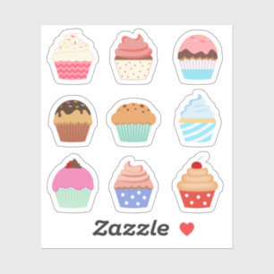 Schattigee kleurrijke cupcakes muffins decoratieve sticker