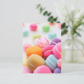 Schattigee kleurrijke dessert Franse Macaron Briefkaart (Staand voorkant)