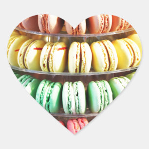 Schattigee kleurrijke dessert Franse Macaron Hart Sticker