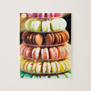 Schattigee kleurrijke dessert Franse Macaron Legpuzzel