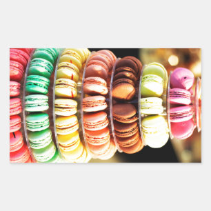Schattigee kleurrijke dessert Franse Macaron Rechthoekige Sticker