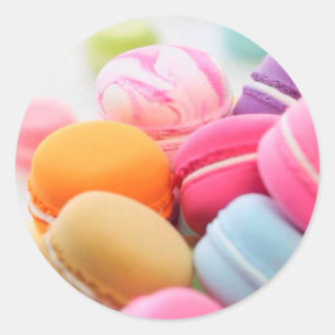 Schattigee kleurrijke dessert Franse Macaron Ronde Sticker