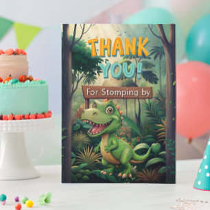 Schattigee kleurrijke dinosaurussen eerste verjaar bedankkaart