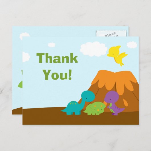 Schattigee kleurrijke dinosaurussen verjaardagsfee briefkaart (Voorkant / Achterkant)