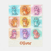 Schattigee kleurrijke Dragon Doodles Fleece Deken (Voorkant)