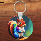 Schattigee Kleurrijke Eekhoorn Digitale Kunstwerk Sleutelhanger (Voorkant)