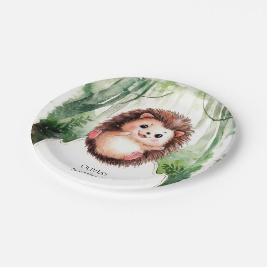 Schattigee kleurrijke egel verjaardag papieren bordje (Gekanteld)