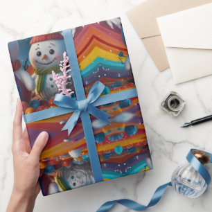 Schattigee Kleurrijke Feestelijke Kerstvakantie ve Cadeaupapier