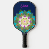 Schattigee kleurrijke gepersonaliseerde bloemige m pickleball paddle (Voorkant)