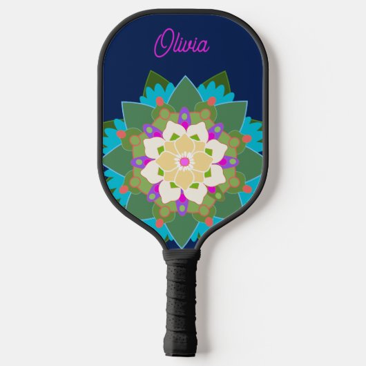 Schattigee kleurrijke gepersonaliseerde bloemige m pickleball paddle (Achterkant)