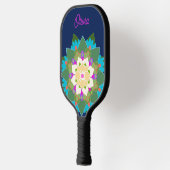 Schattigee kleurrijke gepersonaliseerde bloemige m pickleball paddle (Links)