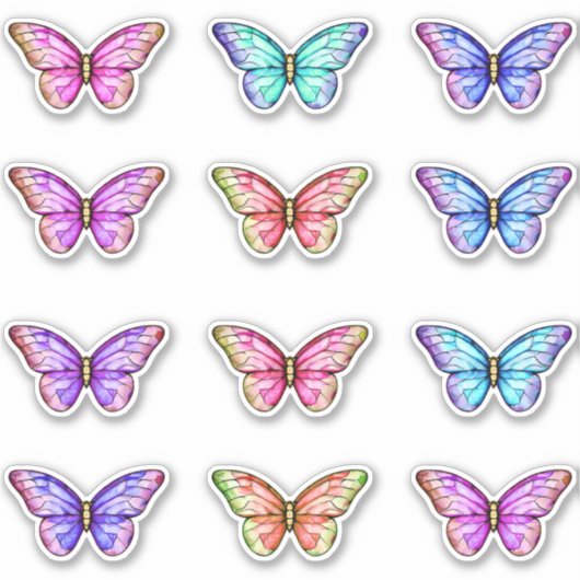 Schattigee kleurrijke Glazen in lood vlinders Sticker (Voorkant)