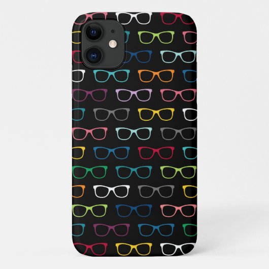 Schattigee kleurrijke hipsterbril zwart patroon Case-Mate iPhone case (Achterkant)