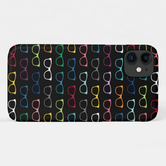 Schattigee kleurrijke hipsterbril zwart patroon Case-Mate iPhone case (Achterkant (horizontaal))