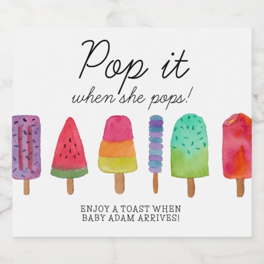 Schattigee kleurrijke ijslolly Pop het als ze Popp Sparkling Wijnetiket (Enkel label)