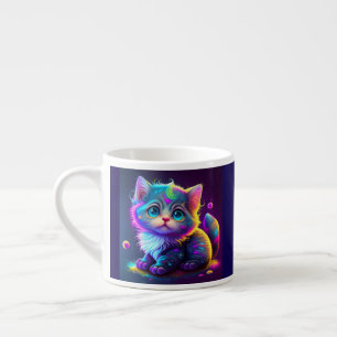Schattigee Kleurrijke Kat Digitale Kunstwerk-79827 Espresso Kop