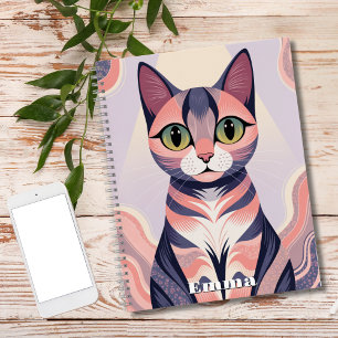 Schattigee kleurrijke kat, leuk, chique, dierlijk, notitieboek