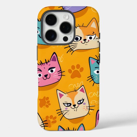 Schattigee & kleurrijke katten Patroon iPhone Case (Achterkant)