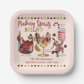 Schattigee kleurrijke kattencocktail kerstfeest papieren bordje (Voorkant)