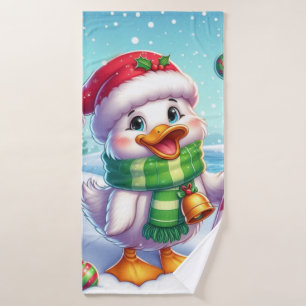 Schattigee Kleurrijke Kerst eend Badhanddoek