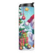 Schattigee Kleurrijke Kerst eend Thermosbeker (Gedraaid links)