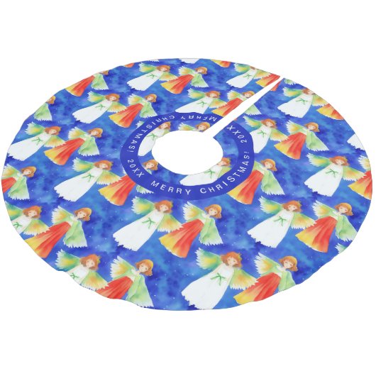 Schattigee kleurrijke kerst engelen Waterverf Kerstboom Rok (Gekanteld)