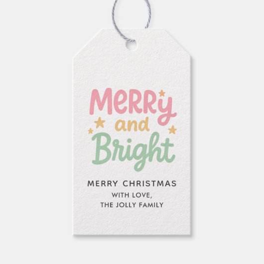 Schattigee kleurrijke kerstdagen cadeaulabel (Voorkant)