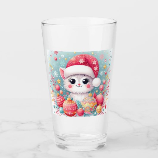 Schattigee, kleurrijke kerstkat glas (Voorkant)