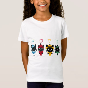 Schattigee kleurrijke kittens hoofden t-shirt