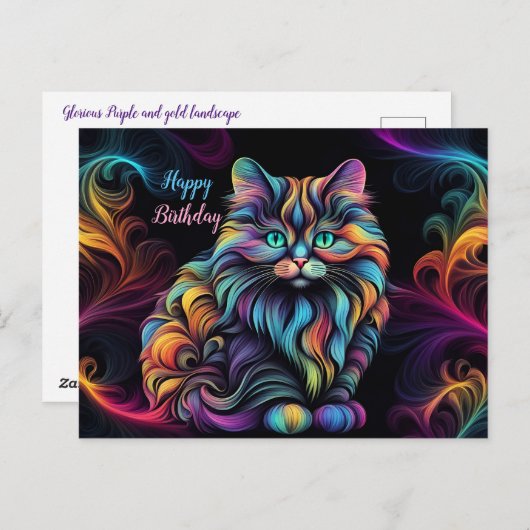 Schattigee Kleurrijke Kitty Cat Art Briefkaart (Voorkant / Achterkant)