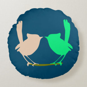 Schattigee Kleurrijke Lente vogels partij Rond Kussen