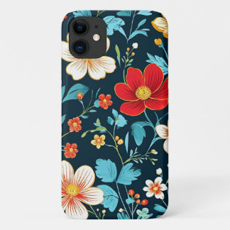 Schattigee kleurrijke lentebloemen mooie bloemen iPhone 11 hoesje