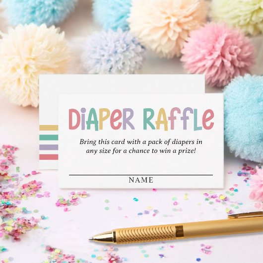 Schattigee Kleurrijke Lettering Luier Raffle Baby Informatiekaartje