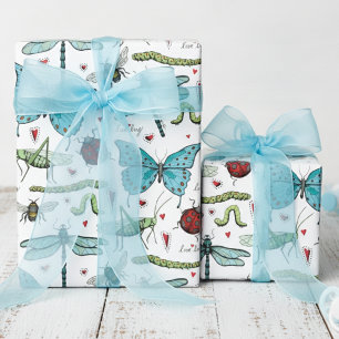 Schattigee Kleurrijke Liefdesinsect Insecten Cadeaupapier